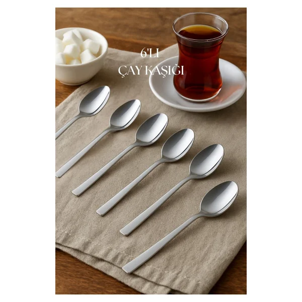 6'lı Paslanmaz Çelik Çay Kaşığı Seti - Görsel 4