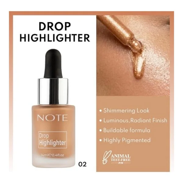 Note Drop Işıltılı 02 Charming Desert Likit Highlighter - Görsel 4