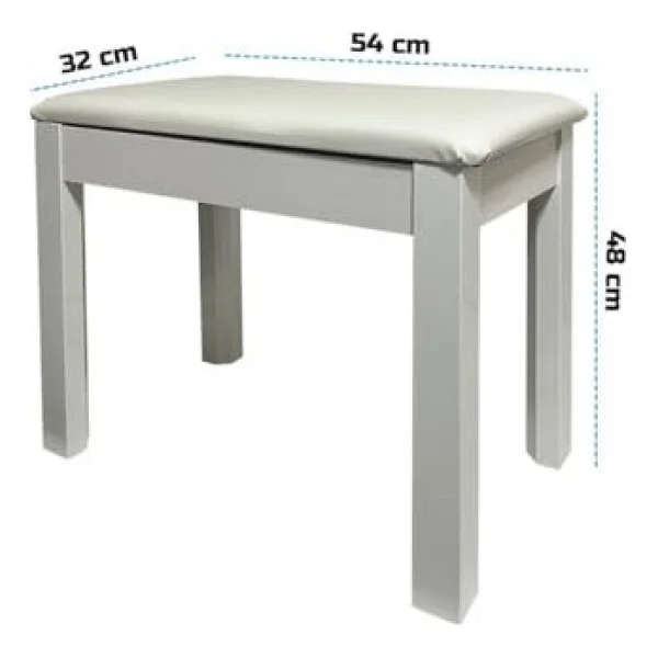 Midex TBX-144WH Beyaz Sandıklı Piyano Taburesi - Görsel 2
