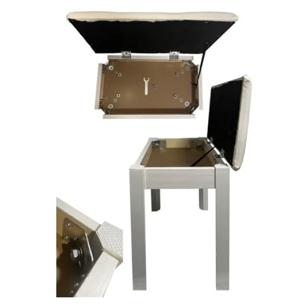 Midex TBX-144WH Beyaz Sandıklı Piyano Taburesi - Görsel 3