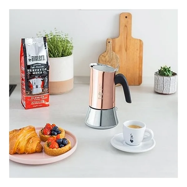 Venus: 2 Cups Ocak Üstü Espresso Pişirici; 85 Ml, Kahverengi, Gümüş Renk, Paslanmaz Çelik Gövde, Patentli Güvenlik Valfi, Tüm Ocak Türleri Için Uygundur (Indüksiyon Hariç) - Renkli - Görsel 2