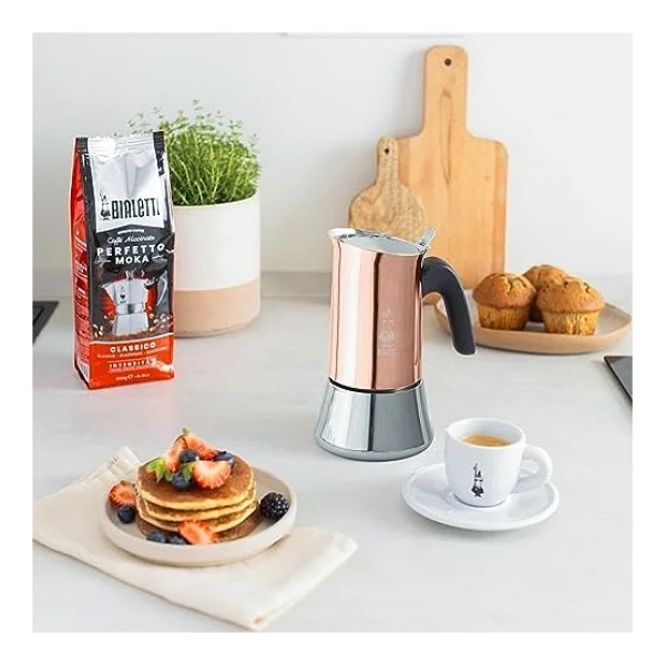 Venus: 2 Cups Ocak Üstü Espresso Pişirici; 85 Ml, Kahverengi, Gümüş Renk, Paslanmaz Çelik Gövde, Patentli Güvenlik Valfi, Tüm Ocak Türleri Için Uygundur (Indüksiyon Hariç) - Renkli - Görsel 3