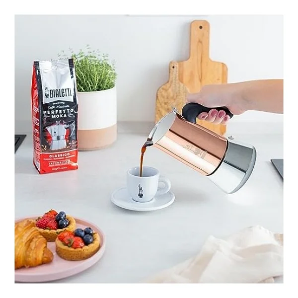 Venus: 2 Cups Ocak Üstü Espresso Pişirici; 85 Ml, Kahverengi, Gümüş Renk, Paslanmaz Çelik Gövde, Patentli Güvenlik Valfi, Tüm Ocak Türleri Için Uygundur (Indüksiyon Hariç) - Renkli - Görsel 4