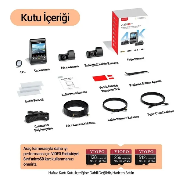 Viofo A329S 3 Kameralı Araç Kamerası Seti - Görsel 7