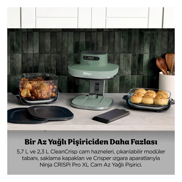 Ninja Crispi Pro 5in1 Moss Green Yağsız Fritöz - Görsel 6
