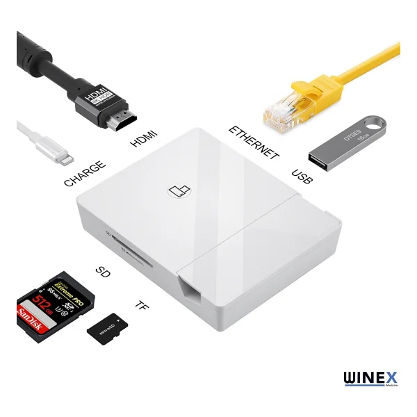 Winex 7in1 Lightning Docking Station Dönüştürücü Adaptör - Görsel 6