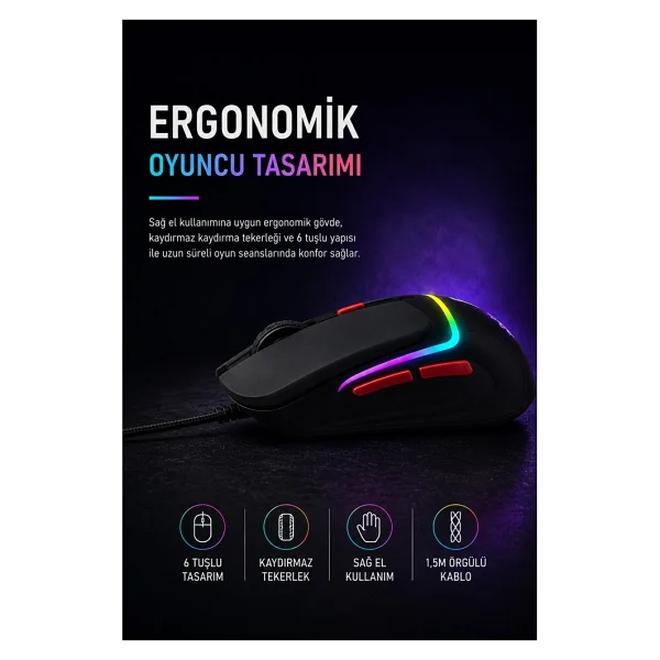 Dexim DMA027 Kablolu Optik Oyuncu Mouse - Görsel 4