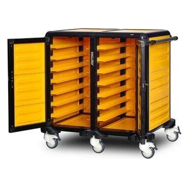 Gastrolley 75 İkili Servis Tepsi Arabası, 2 Yanı ve Arkası Kapalı, Kapılı, 101x75x99 cm - Görsel 2