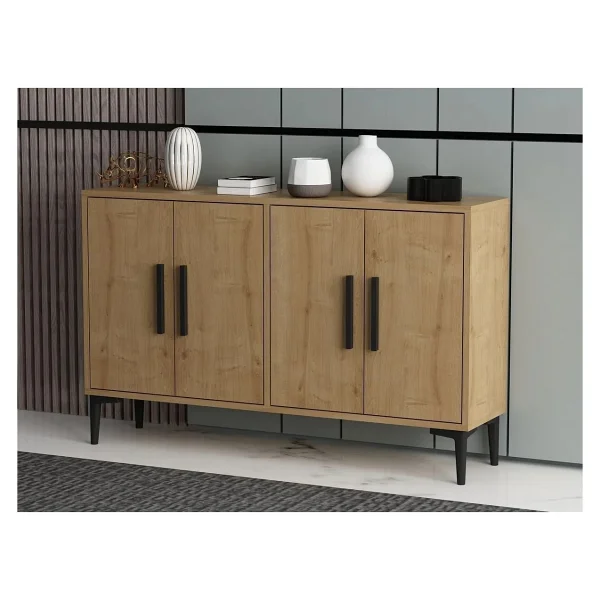 Sert Mobilya Rae Konsol, Tv Sehpası, Mutfak Dolabı, Kahve Köşesi, Çok Amaçlı Dolap - 120 CM - Meşe - Görsel 4