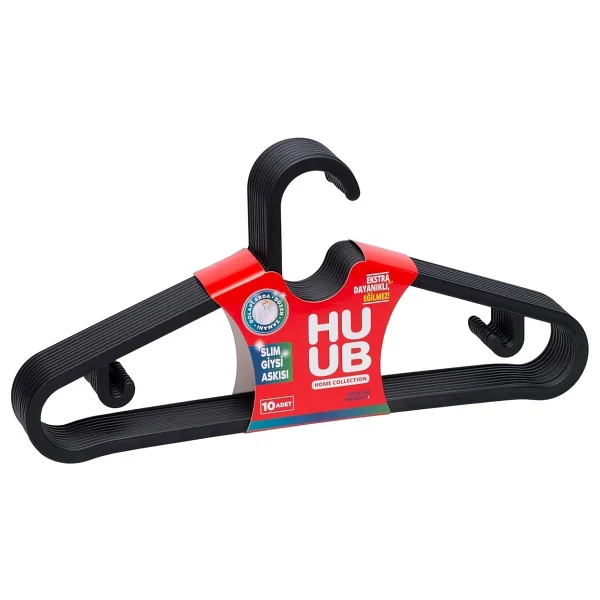 Huub Hanger Plastik Slim Askı, Elbise Askısı, Siyah Askı (Standart, Adet, 10) - Görsel 6