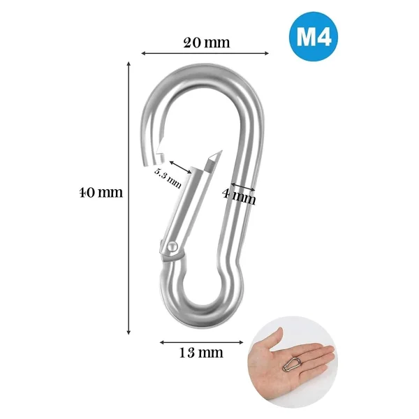 M4 Karabina Çinko İle İşlenmiş 316 Paslanmaz Çelik 40x20x4 mm (10 ADET) - Görsel 3