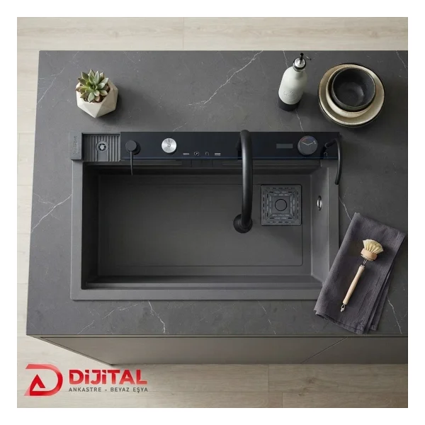 RealStone Victoria Granit Gri Akıllı Eviye - Görsel 6