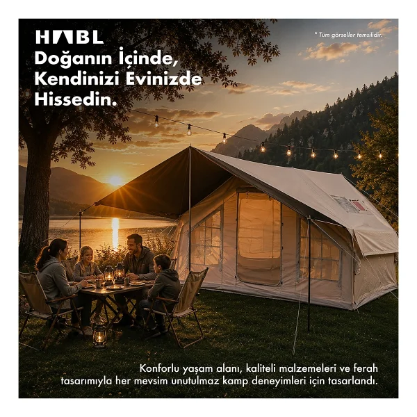 Canarino 6 Kişilik 4 Mevsim 2 Kapılı Tavan Pencereli Şişme Çadır 300x210x200CM - Görsel 9
