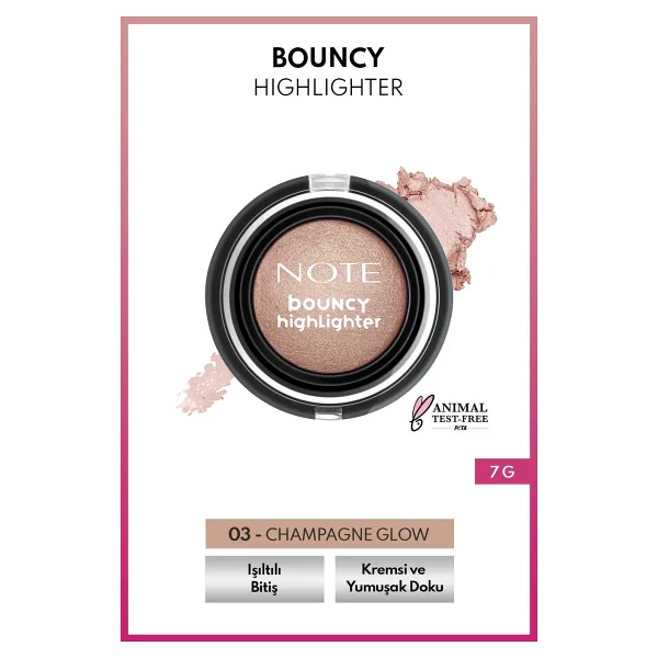 Note Bouncy 03 Champagne Glow Krem Highlighter - Görsel 3