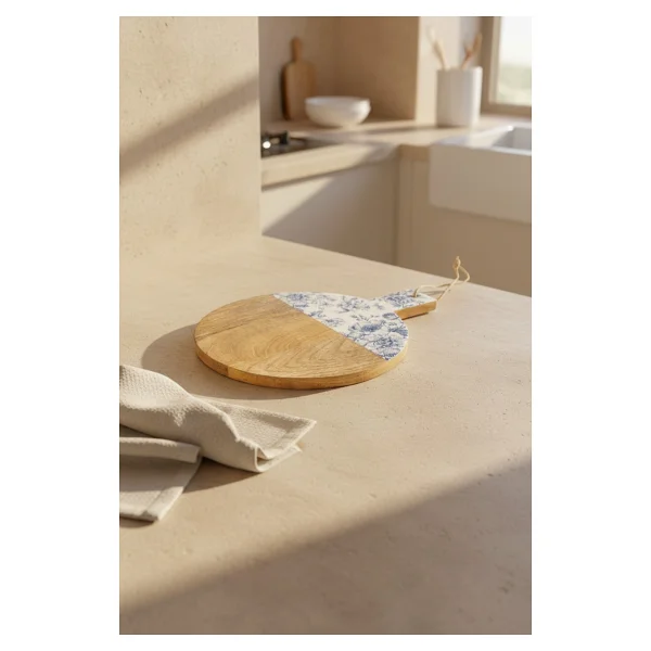 Bambum Gura Mango Gül 36x28 cm Yuvarlak Kesme Tahtası - Görsel 3