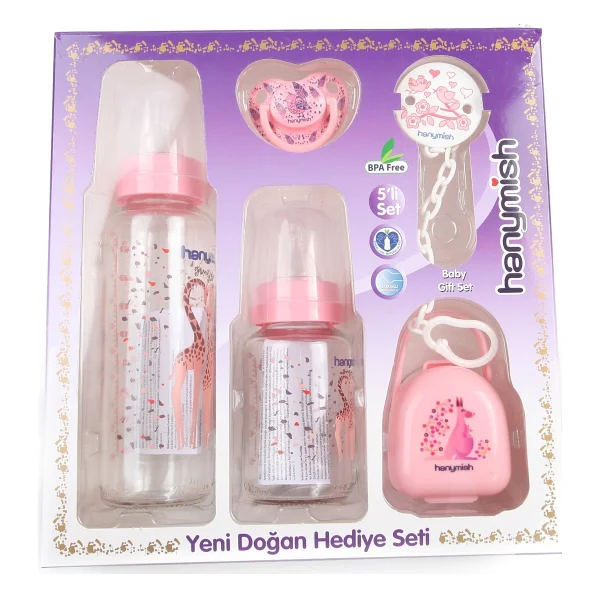 Hanymish Yenidoğan 5'li Cam Biberon ve Emzik Seti - Görsel 2