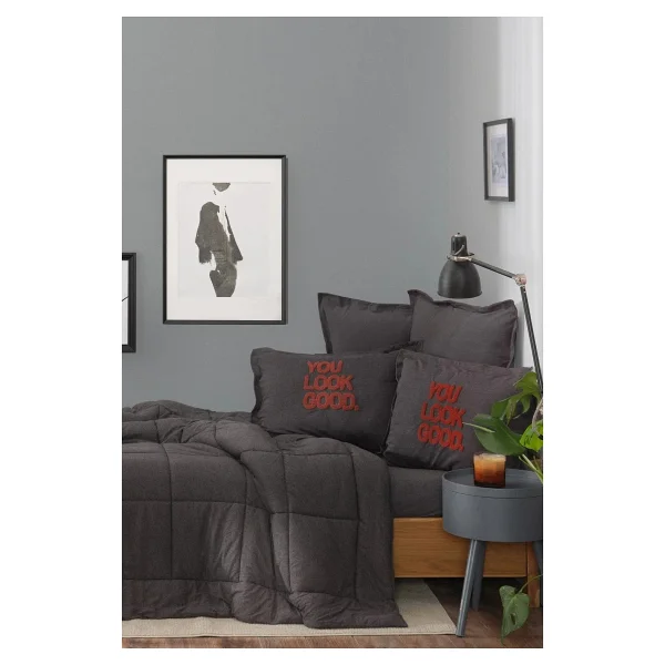 Karaca Home Motto Antrasit Çift Kişilik Cotton Comfort - Görsel 8