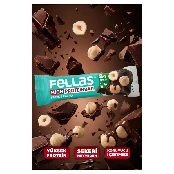 Fellas Protein Bar - Fındıklı Ve Kakaolu (32 G) X 12 Adet - Görsel 2