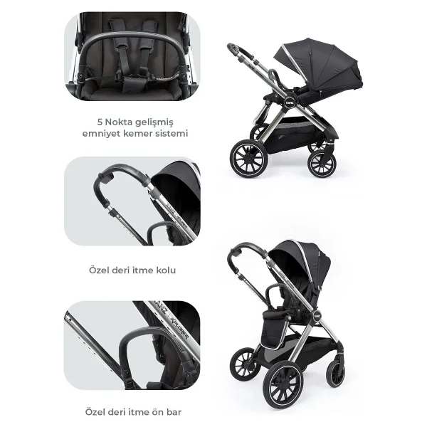 Kanz Explorer Autofold Cole Black Travel Sistem Bebek Arabası - Görsel 8