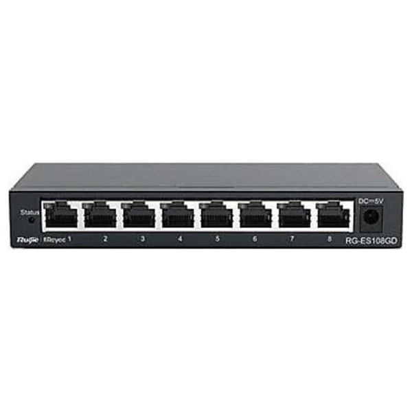 Reyee RG-ES108D 8 Portlu, 10/100 Fast Ethernet, Tak Çalıştır Switch, Metal Kasa - Görsel 2