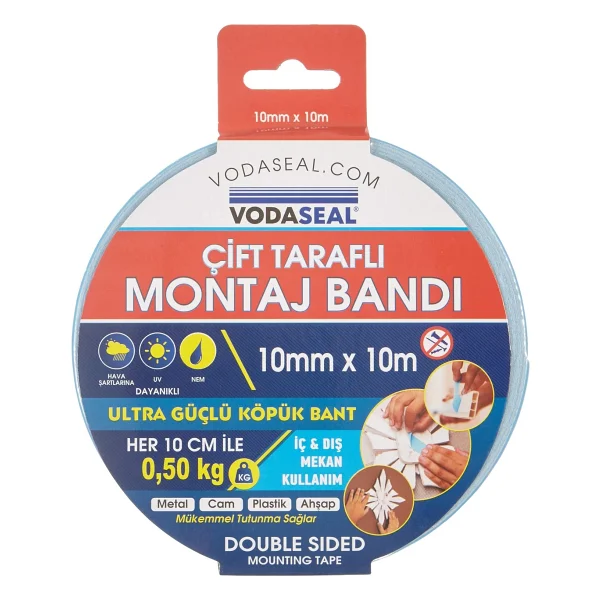 Vodaseal Çift Taraflı Montaj Bandı, 10mmx10mt - Görsel 2