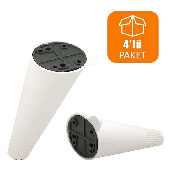 Badem10 Açılı Konik Ayak Mobilya Baza Koltuk Puf Ayağı Beyaz 12 cm (4 Adet) - Görsel 2