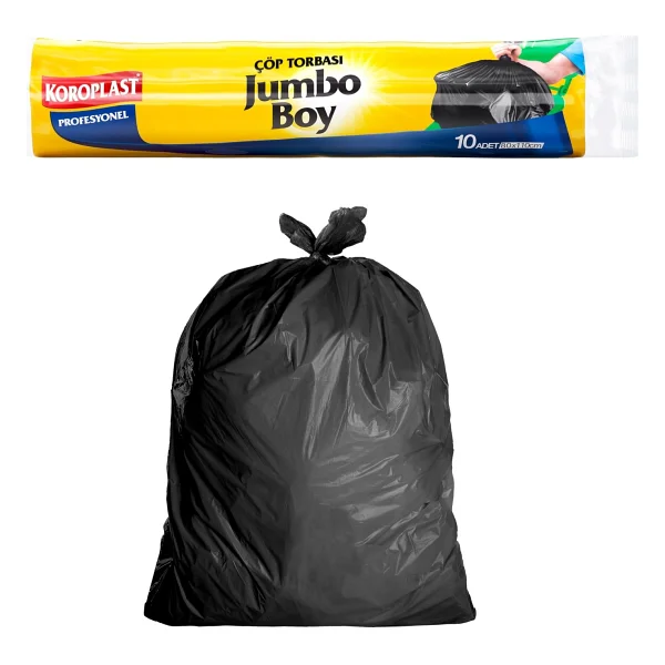 Koroplast Ekonomik Endüstriyel Çöp Torbası Jumbo Siyah 10'lu 80x110 cm, Yırtılmaya Dayanıklı, Jumbo Boy Çöp Poşeti, Çİft Katlı, Geri Dönüştürülebilir, Fabrika, İnşaat, Depo, Kafe, Otel, Hastane, Bahçe - Görsel 2