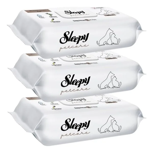 Sleepy Petcare Evcil Hayvan Islak Havlusu 60 Yaprak 3 Paket Kedi Köpek Pati Sevimli Dostlar - Görsel 2