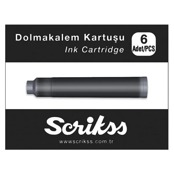 Scrikss Kartuş Dolma Kalem Kartuşu 6'lı Paket Siyah - Görsel 2