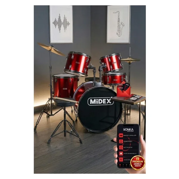 Midex CD900X-RD 22 inç Akustik Davul Seti - Görsel 2