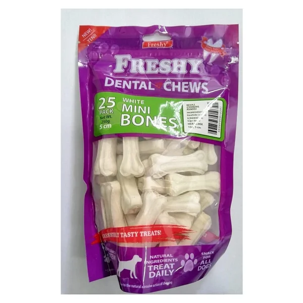 Freshy Dental Chews White Dental Mini Sütlü 5cm 25'li 250 gr Köpek Ödül Kemiği - Görsel 3