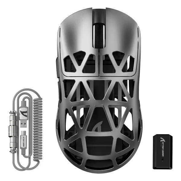 Attack Shark R2 Gri Şarjlı Ergonomik Optik Kablolu/Kablosuz Oyuncu Mouse - Görsel 2