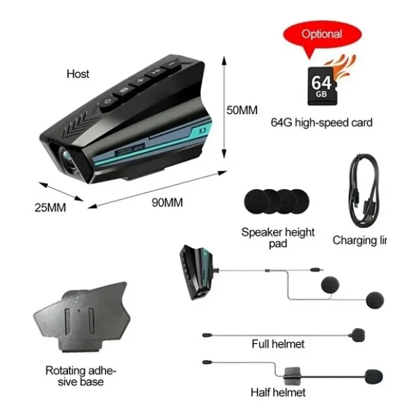 Golook Destekli Motosiklet Kask Kamerası - 50 Saat Pil, Geniş Açı - Görsel 8