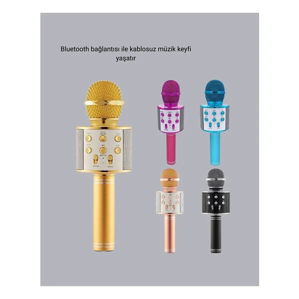 Taşınabilir Karaoke Mikrofon - Bluetooth, USB ve Aux Girişli - Görsel 7