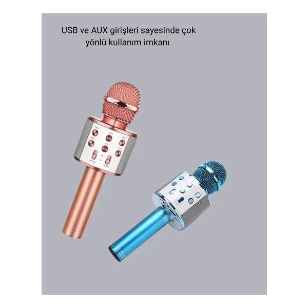 Taşınabilir Karaoke Mikrofon - Bluetooth, USB ve Aux Girişli - Görsel 8