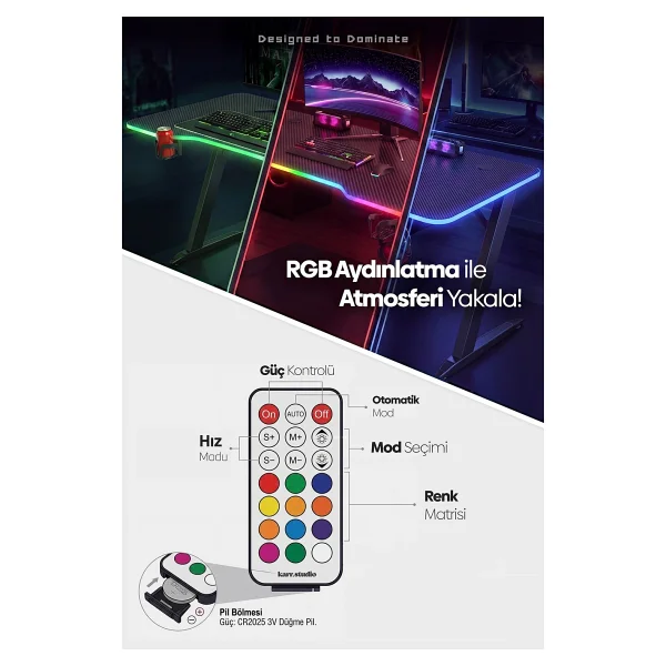 Karr Office Thunder RGB Oyuncu Masası - Görsel 2