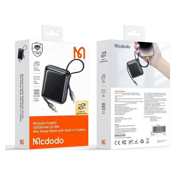 Mcdodo MC-2550 10000 mAh Lightning Kablolu Powerbank - Görsel 8
