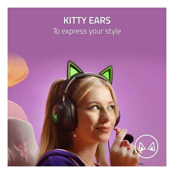 Razer Kraken Kitty V2 RZ04-04730100-R3U1 Siyah RGB 7.1 USB Kablolu Kulak Üstü Oyuncu Kulaklığı - Görsel 3