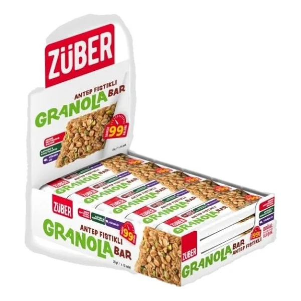 Züber Antep Fıstıklı Granola Bar 25g x 15 Adet - Görsel 6