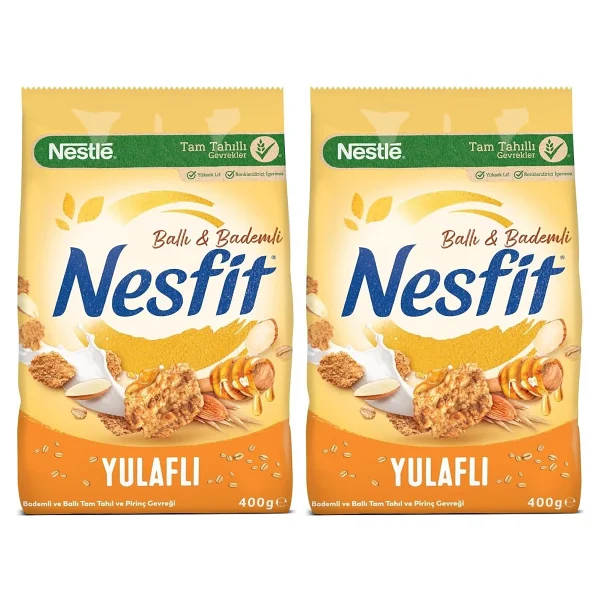 Nestle Nesfit Ballı ve Bademli Tam Tahıl ve Pirinç Gevreği 400 g 2li paket - Görsel 5