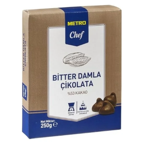 Metro Chef Bitter Damla Çikolata 250 gr - Görsel 3
