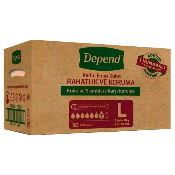 Depend Emici Külot Kadın Büyük Boy L 30'lu Hasta Bezi - Görsel 6