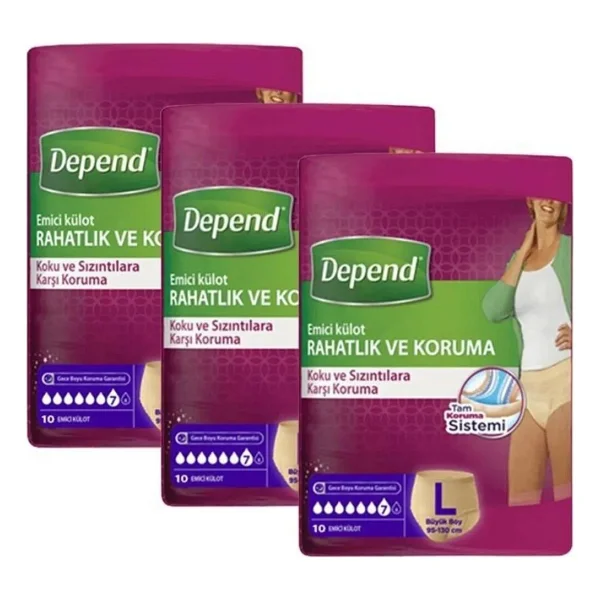 Depend Emici Külot Kadın Büyük Boy L 30'lu Hasta Bezi - Görsel 7