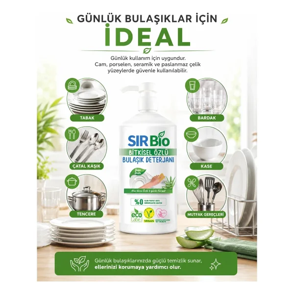 Sır Bio Bitkisel Özlü Elde Bulaşık Deterjanı 1 lt - Görsel 5