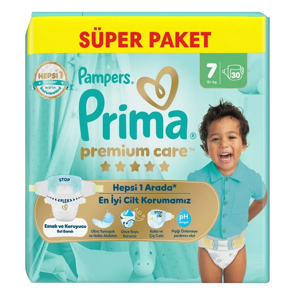 Prima PremiumCare Bebek Bezi Ekonomik Paket 7 Numara 30 Adet Bez - Görsel 2