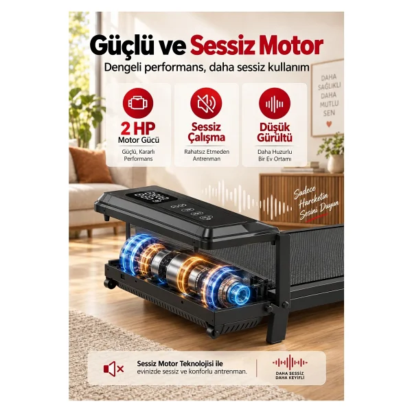 Ensiga Yeni Nesil Bluetoothlu 8/10 Km Hız 2 Hp Motor Kumandalı %5 Eğimli Koşu Bandı Müzik Çalarlı - Görsel 4
