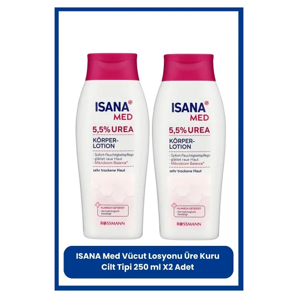 Isana Med Vücut Losyonu 5,5% Üre ile Kuru Ciltler için Hızlı Nemlendirme 500 ml X2 Adet - Görsel 3