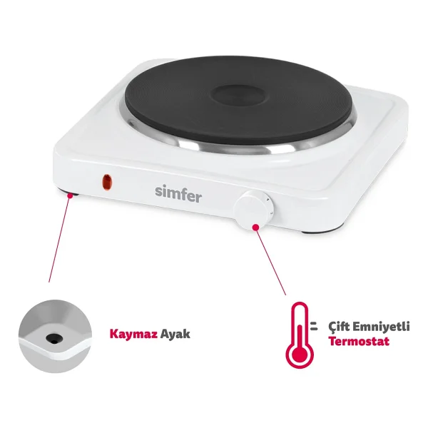 Simfer HP 1500 Beyaz Tekli Elektrikli Ocak - Görsel 7