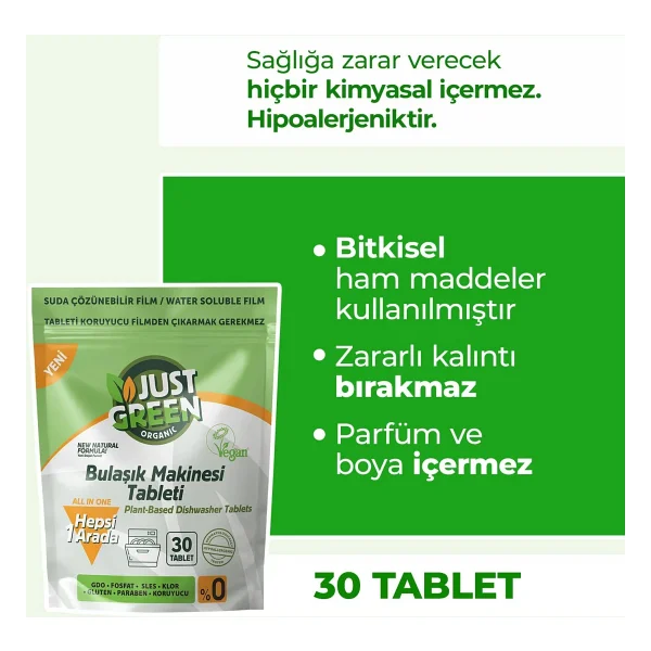 Just Green Organic Bulaşık Makinesi Tableti 30'lu - Görsel 10