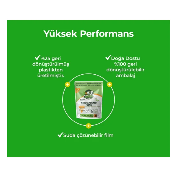 Just Green Organic Bulaşık Makinesi Tableti 30'lu - Görsel 3